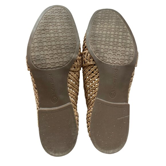 Charles David Finite Natural Woven Raffia Loafers Bow Detail Oval Toe Size 8.5 - Picture 6 of 7